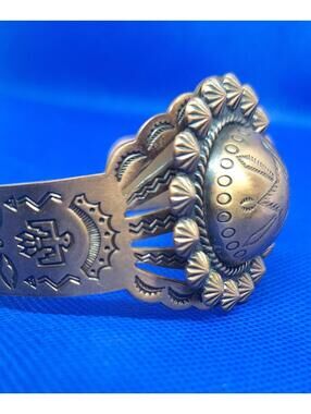 Vtg Native American Navajo Button Solid Copper Cuff Bracelet